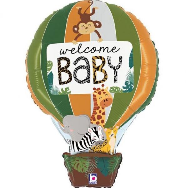 Folienballon - welcome Baby Safari - Heißluftballon - 76cm