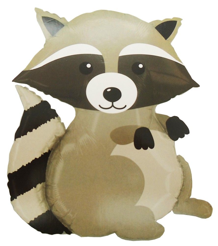 Folienballon Waldtiere – Waschbär, Ca. 60 Cm, Für Luft Oder Helium