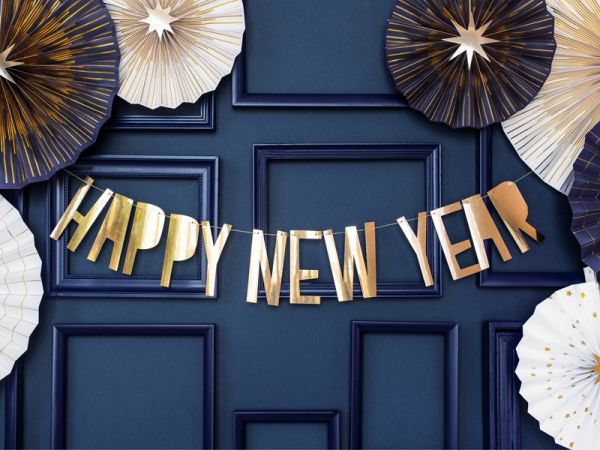 Banner/Girlande - Happy New Year - Gold - 10 x 90 cm