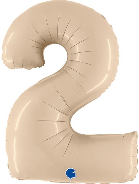 Folienballon - Zahl - 2 - Satin Creme - 102cm