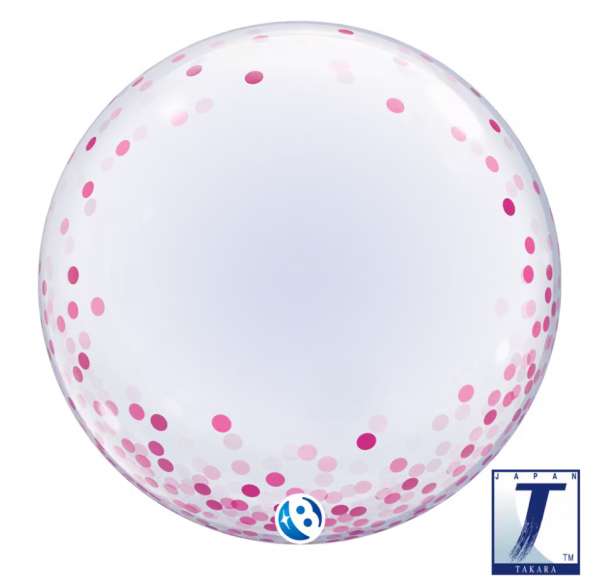 Bubble Ballon - Konfetti punkte - Rosa - 61cm