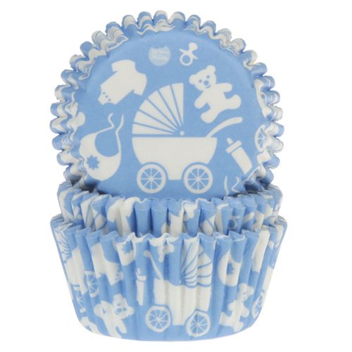 House of Marie - Cupcake/Muffin Förmchen - Baby - Hellblau - 50 Stück
