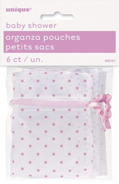 Organzasäckchen - Rosa gepunktet - 6 Stück