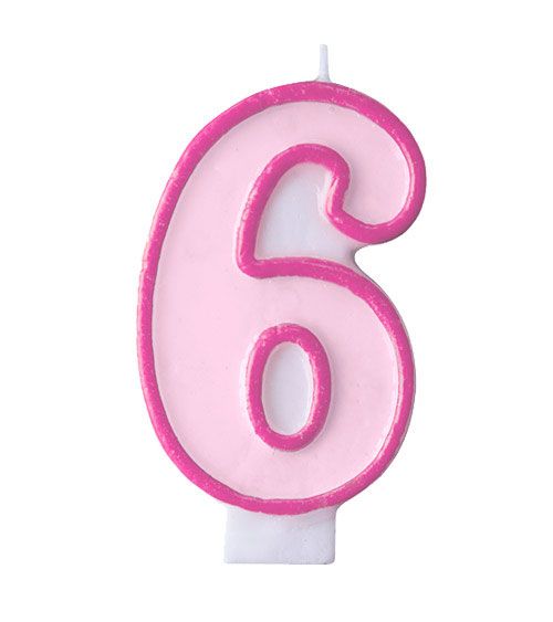 Kerze - Zahl - 6 - Rosa