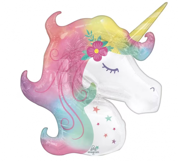 Folienballon - Einhorn - Kopf - Weiß/Bunt - 83x73cm