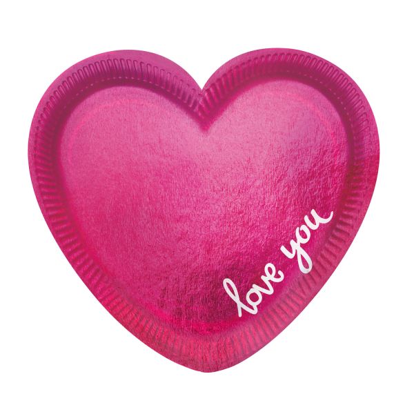 Teller - Papier - Herz - Love You - 20cm - 6 Stück