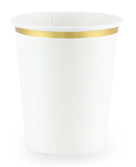 Becher - Papier - Weiß/Gold - 260ml - 6 Stück