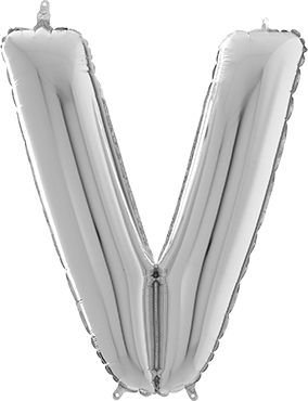 Folienballon - "V" - Silber - 66cm