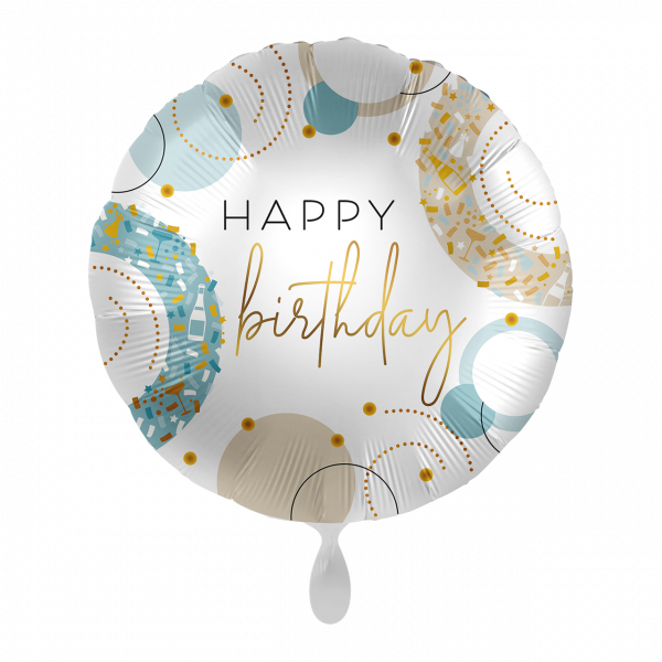 Folienballon-Golden Blue Birthday-Ø 43cm