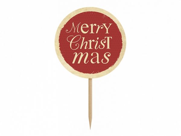 Cupcake Topper - Merry Christmas - 6 Stück - Ø 5mm