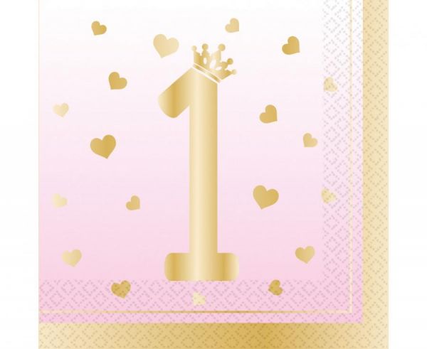 Servietten - 1st Birthday/Erster Geburtstag - Rosa Ombre - 33x33cm - 16 Stück
