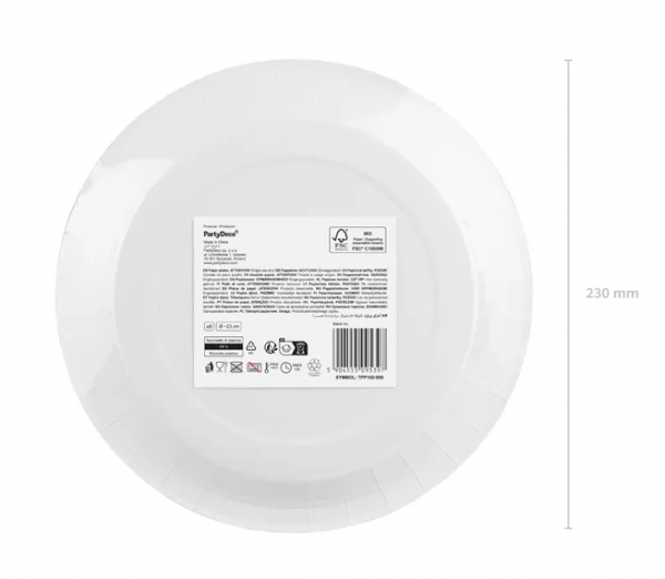 Teller - Papier - Weiß - 23cm - 6 Stück