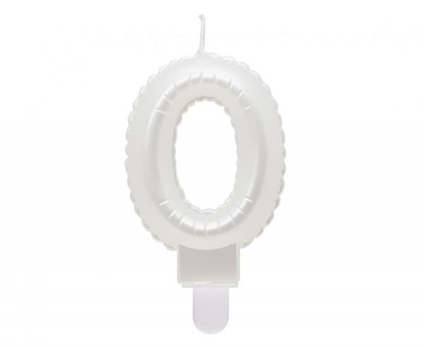 Kerze - Zahl - 0 - Weiß Pearl - 7cm