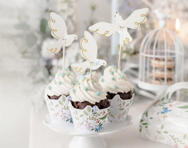 Cake Topper - Papier - Tauben - 6Stück - DIY