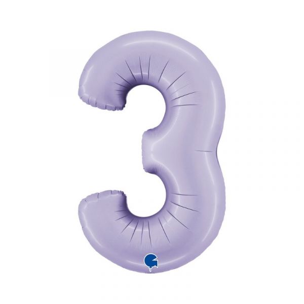Folienballon - Zahl - 3 - Satin Lila - 102cm