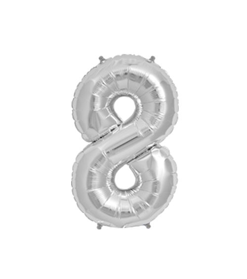 Folienballon - Zahl - 8 - Silber - 41cm