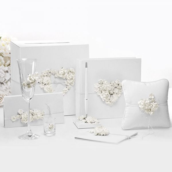 Gästebuch - Hochzeit/Wedding - Blumenherz - Weiß - 60 Seiten