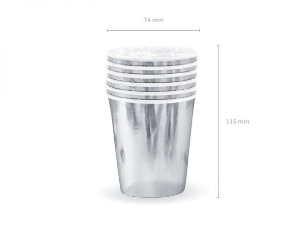 Becher - Papier - Silber - 220ml - 6 Stück