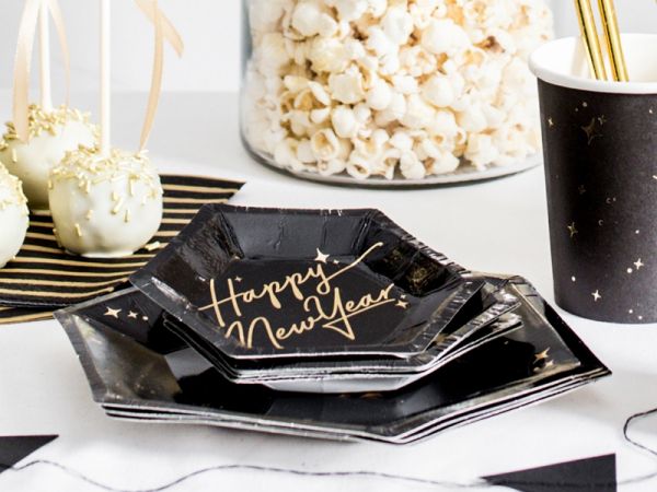 Teller - Papier - Happy New Year - Mini - 12.5cm - 6 Stück