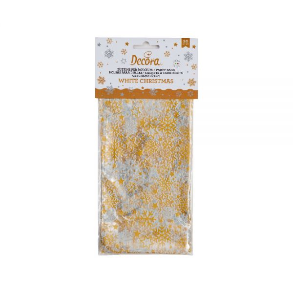 Cookie/Kekstüten - Plastik - Weihnachten - Schneeflocken - 20 Stück