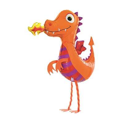 Folienballon - Walking Balloon - Drache mit Flamme - 104cm
