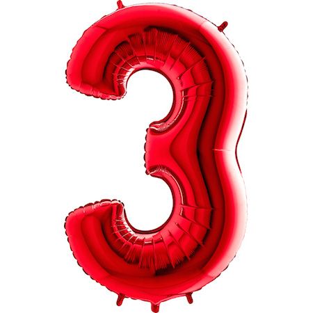 Folienballon - Zahl - 3 - Rot - 102cm
