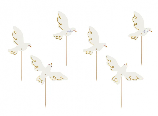Cake Topper - Papier - Tauben - 6Stück - DIY