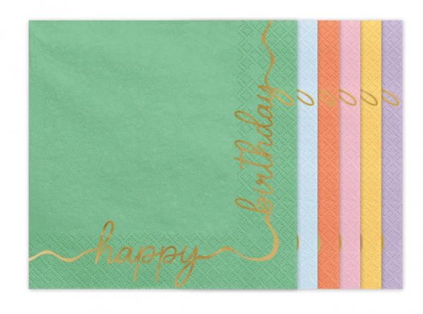 Servietten - Happy Birthday - Mix - 33x33cm - 12Stück