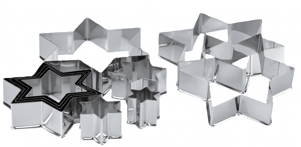 Ausstecher - Set - Edelstahl - Sterne - 10 teilig - 3-12cm