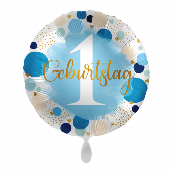 Folienballon - 1st Birthday/Erster Geburtstag- blau-Ø 43cm