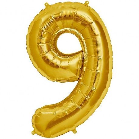 Folienballon - Zahl - 9 - Gold - 41cm