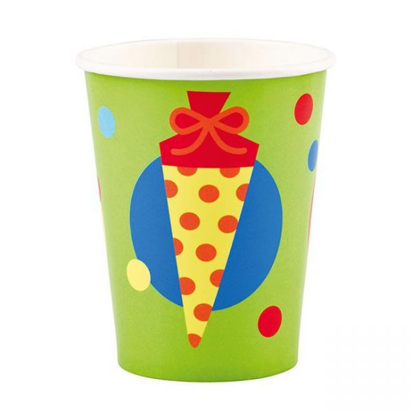 Becher - Papier - Einschulung - Grün - 200ml - 8 Stück
