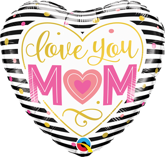 Folienballon - Muttertag - Love You Mom - Herz - Mini - 22cm