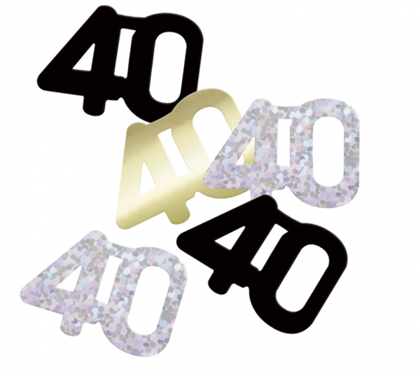 Konfetti - Streudeko - 40.Geburtstag - Schwarz.gold.silber - 14g