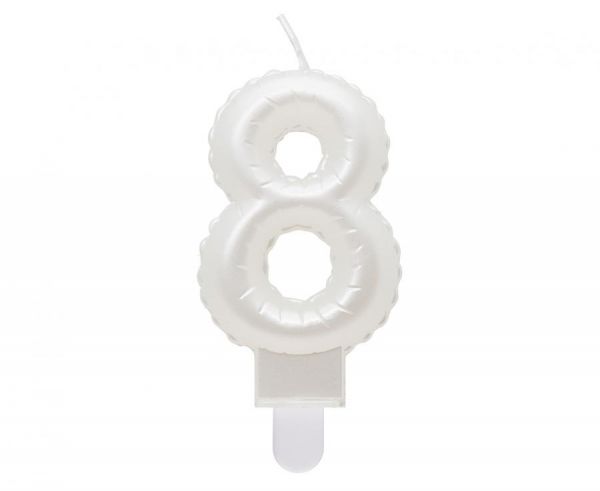 Kerze - Zahl - 8 - Weiß Pearl - 7cm