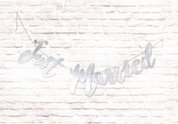 Banner/Girlande - Hochzeit - Just Married - Silber
