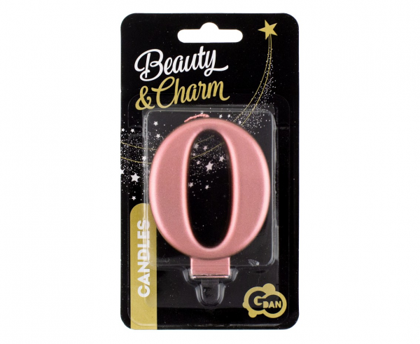 Kerze - Zahl - 0 - Rosegold - 8cm