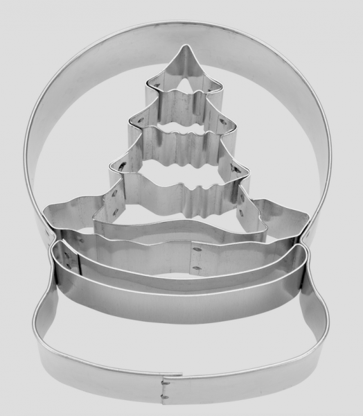 Ausstecher - Edelstahl - Weihnachten - Schneekugel mit Tannenbaum - 8cm