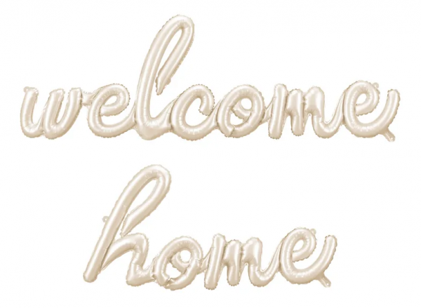 Folienballon - " welcome home " - Schriftzug - Creme - 335x71cm