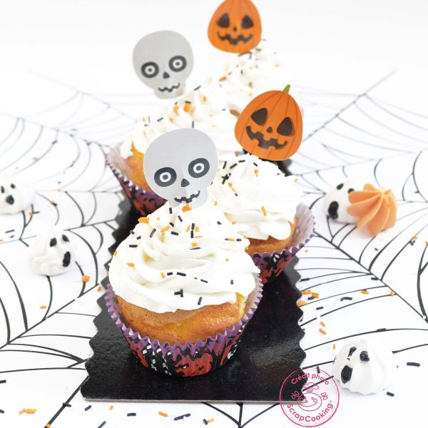 Scrapcooking - Cupcake/Muffin Förmchen - Halloween Kürbis&Totenkopf Topper - 24teilig