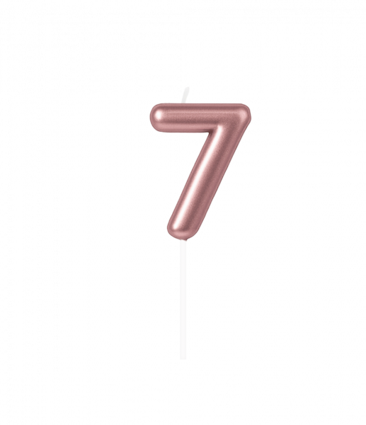 Kerze - Zahl - 7 - Rosegold - 6 cm