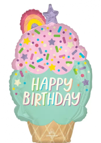 Folienballon - Ice Cream/Eis Happy Birthday - 76cm