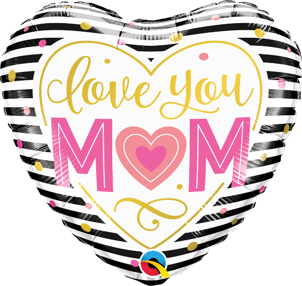 Folienballon - Muttertag - Love You Mom - Herz - 46cm