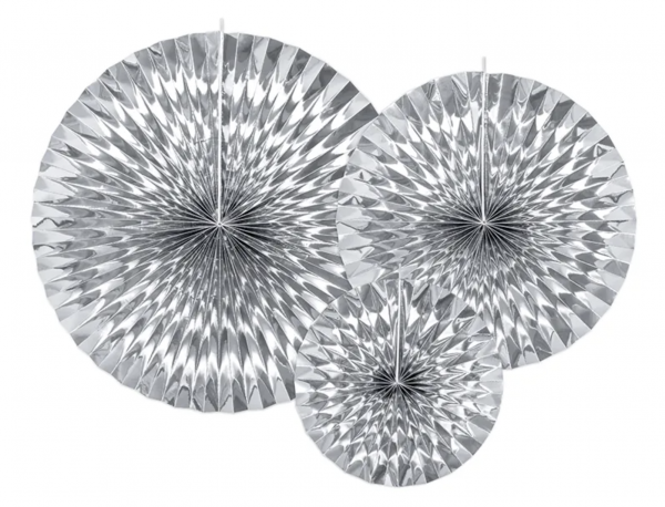 Hängedeko - Fächer - Set - Silber - 3 Teilig