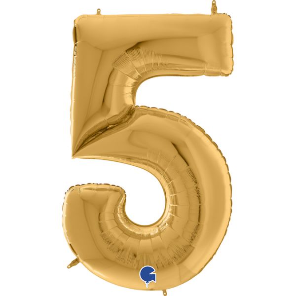 Folienballon - Zahl - 5 - Gold - 163cm