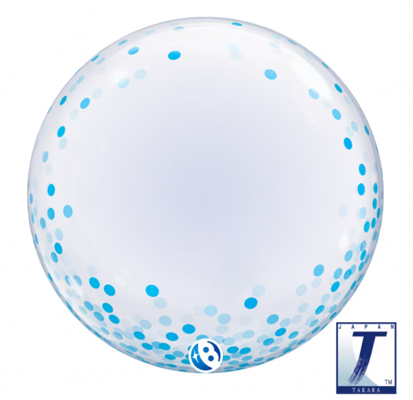 Bubble Ballon - Konfetti punkte - Blau - 61cm