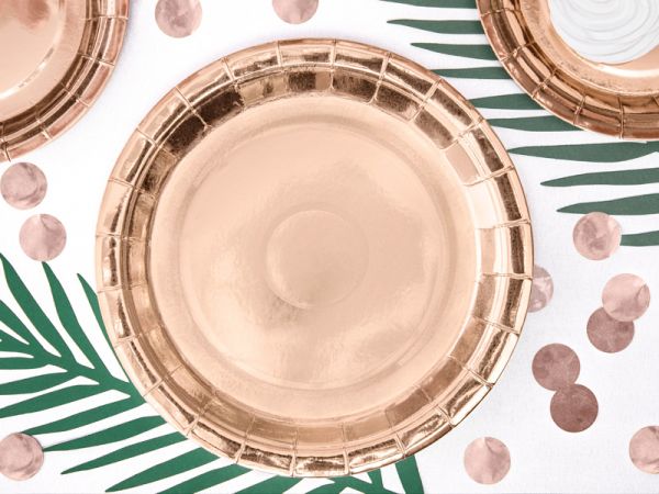 Teller - Papier - Rosegold metallisch - 23cm - 6 Stück