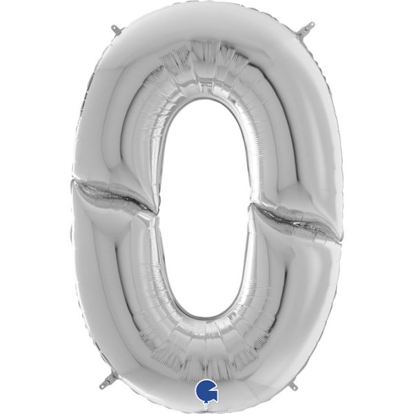 Folienballon - Zahl - 0 - Silber - 163cm