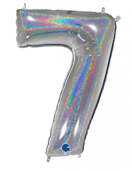 Folienballon - Zahl - 7 - Silber Glitter - 102cm
