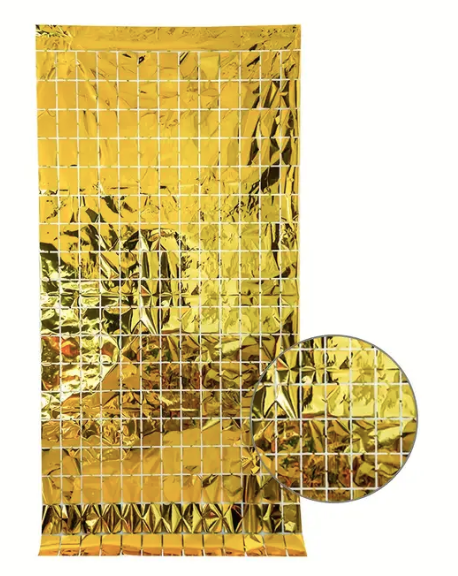 Lametta Vorhang - Viereckige Pailletten - Gold 2x1m